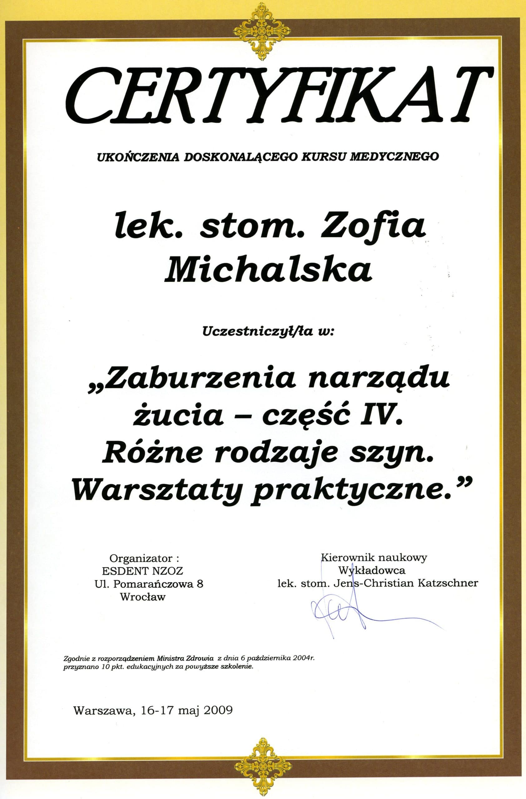 Diplom. dr stom. Zofia Michalska