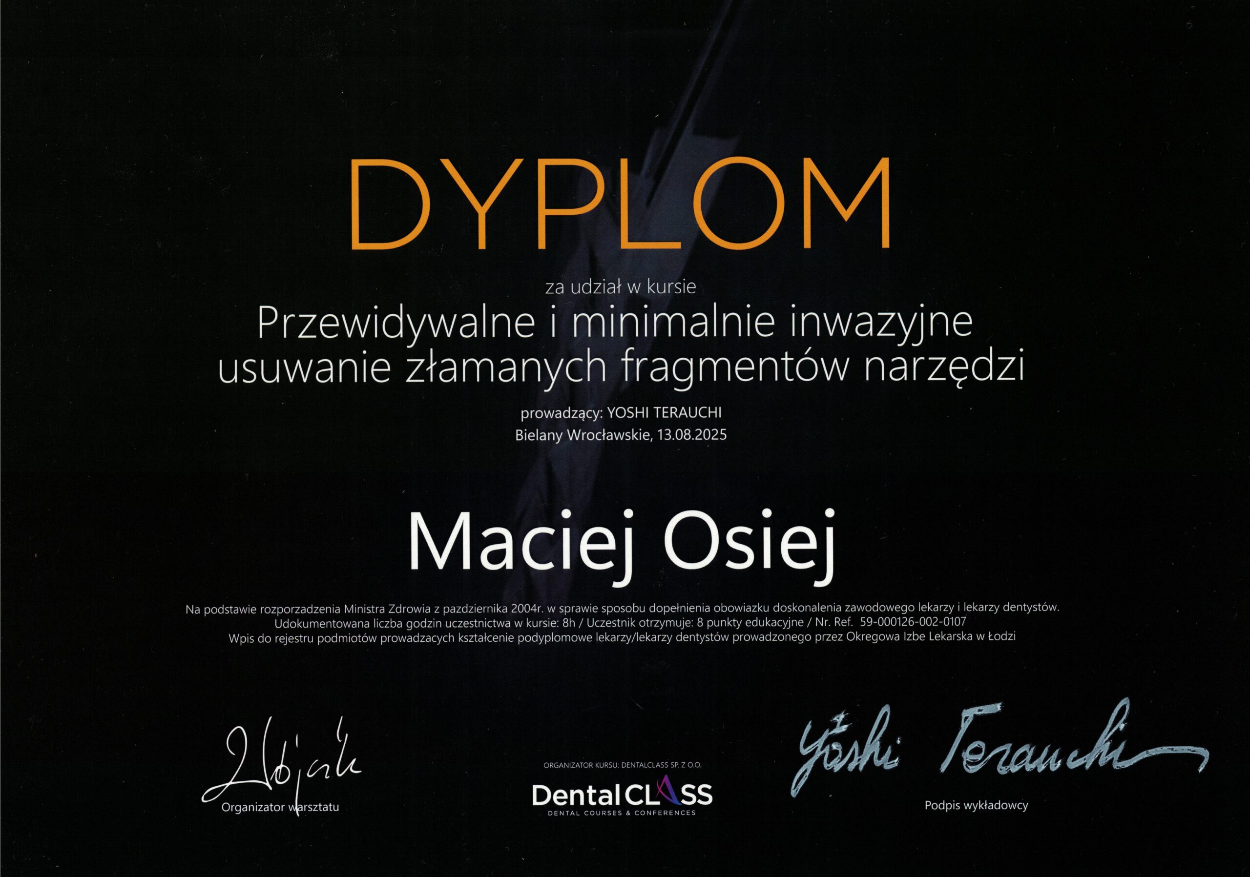 Certyfikat Osiej Narzędzia Yoshi